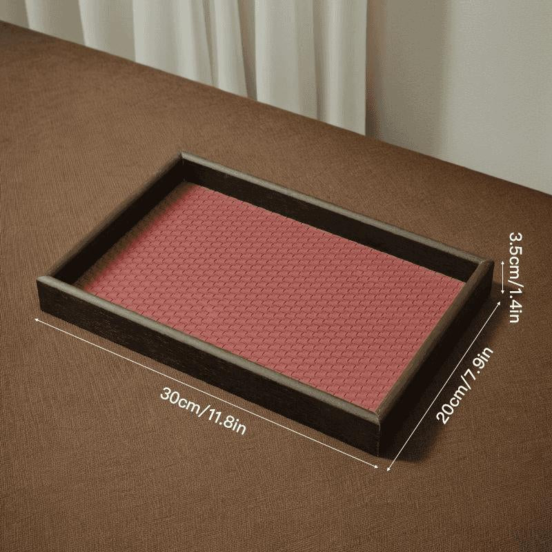 Daily Look New Wooden Leather Storage Tray Organizer Small Items Living Room Desktop Jewelry Bin Boxes No Boxes Included