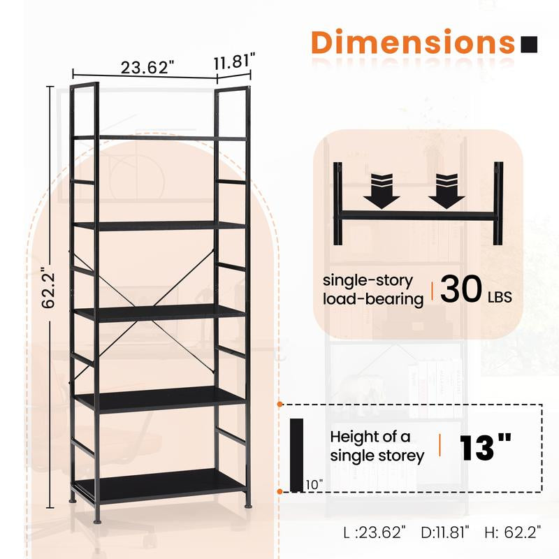 Crafted Comforts 5-Tier Storage Rack for Living Room/Home/Office Storage - Home Organizer, Waterproof & Anti-Scratch Metal Set