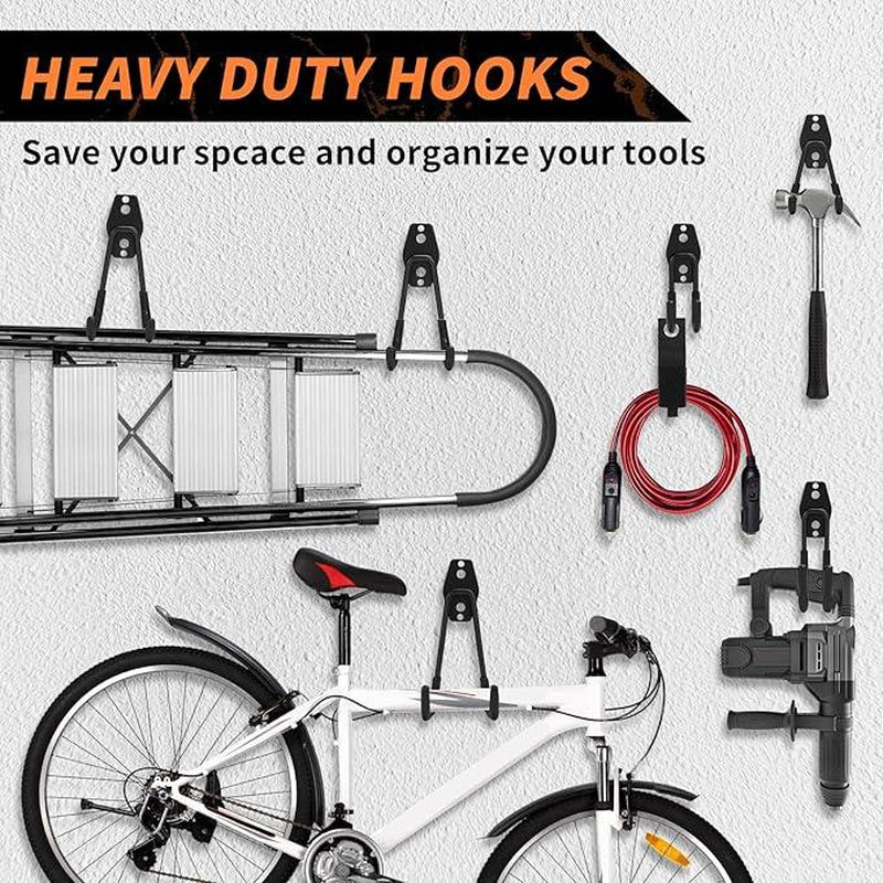 Steel Garage Storage Hooks 16 Pack Anti-Slip Coating Heavy Duty Wall Mount Assorted Sizes Hooks for Hanging Bike Ladder Outdoor Garden Tools