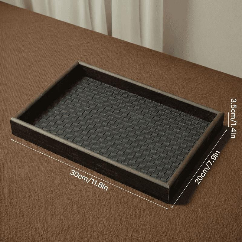 Daily Look New Wooden Leather Storage Tray Organizer Small Items Living Room Desktop Jewelry Bin Boxes No Boxes Included