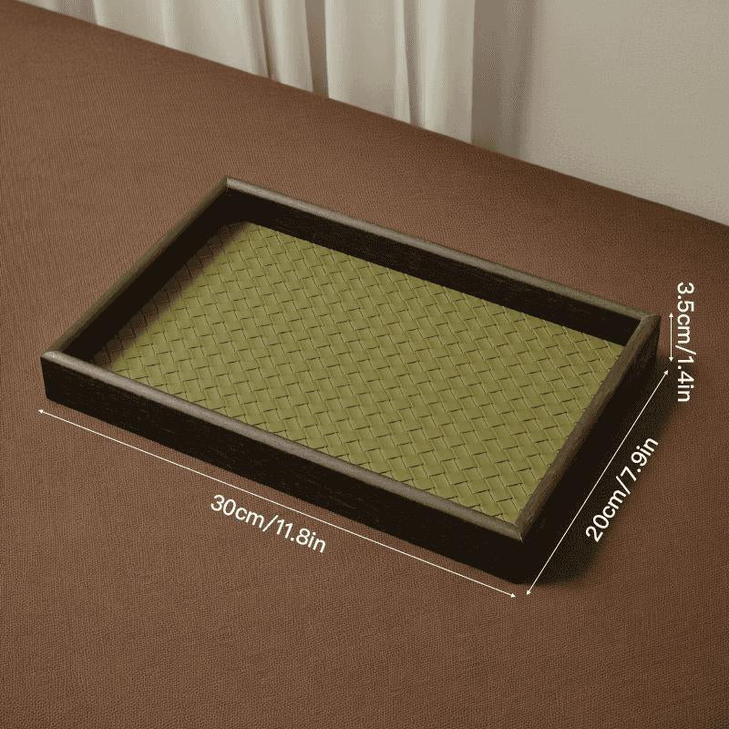 Daily Look New Wooden Leather Storage Tray Organizer Small Items Living Room Desktop Jewelry Bin Boxes No Boxes Included