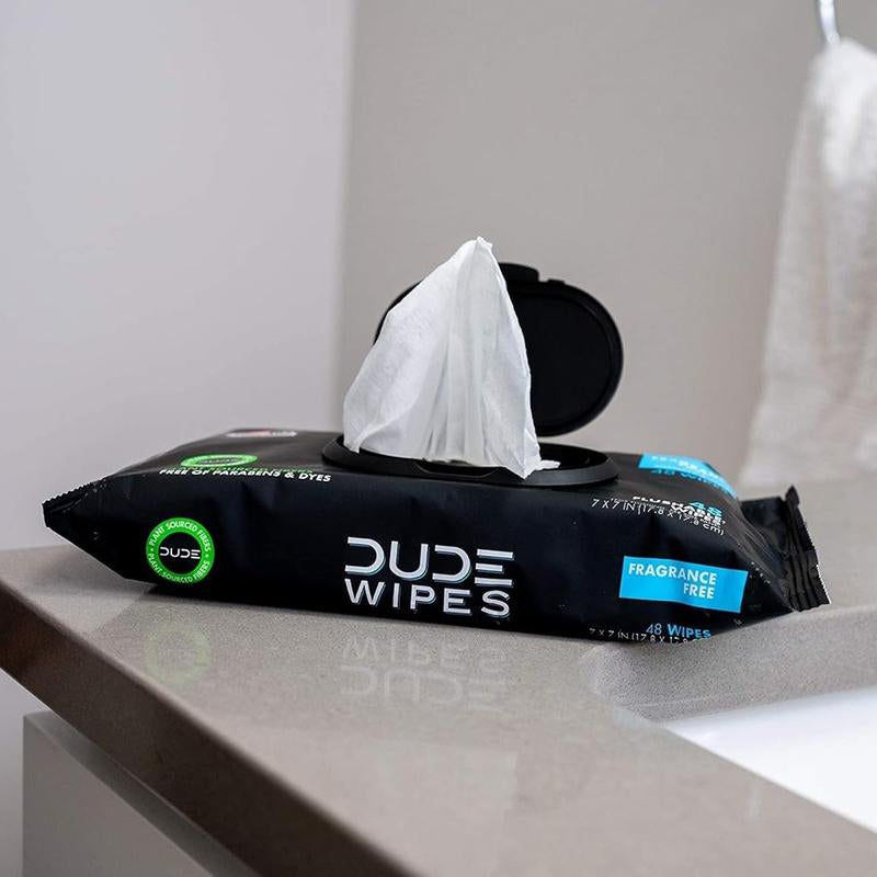 DUDE Wipes - Flushable Wipes - 6 Pack, 288 Wipes - Unscented Extra-Large Adult Wet Wipes - Vitamin-E & Aloe - Septic and Sewer Safe
