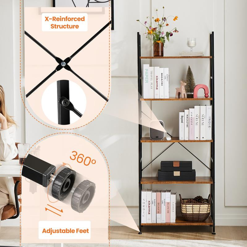 Crafted Comforts 5-Tier Storage Rack for Living Room/Home/Office Storage - Home Organizer, Waterproof & Anti-Scratch Metal Set